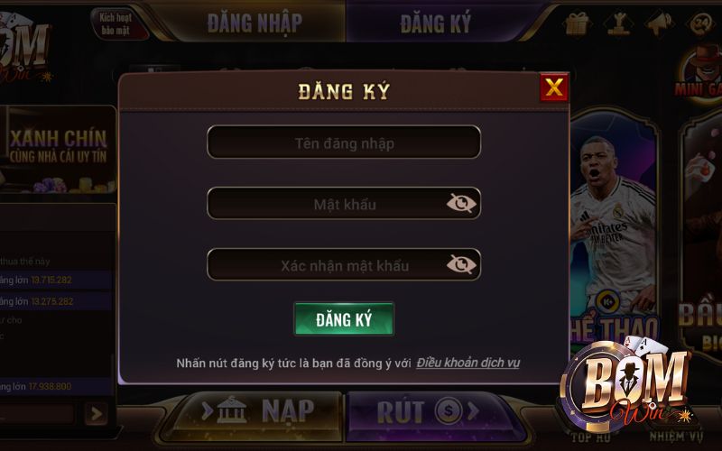 Đăng ký BomWin nhanh chóng chỉ trong 3 phút